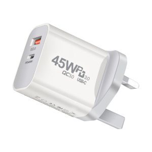 45W Fast PD Charger with 4 Ports OCP Protection – UK Socket Fast PD3.0